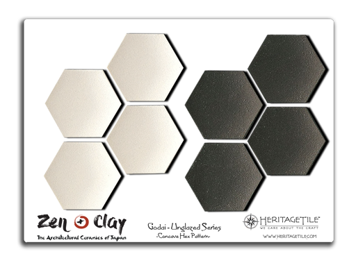 [XKJTS217] Sample Card - Godai Unglazed Concave Hex (White and Black)